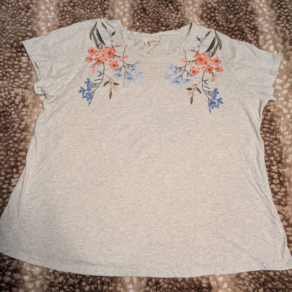 Style & Co Embroidered Floral Tee 1x